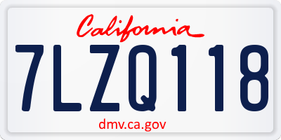 CA license plate 7LZQ118