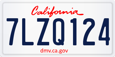 CA license plate 7LZQ124