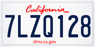CA license plate 7LZQ128