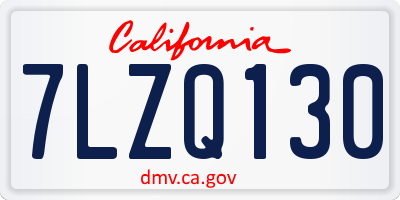CA license plate 7LZQ130