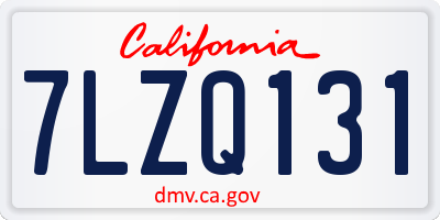 CA license plate 7LZQ131