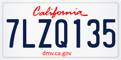 CA license plate 7LZQ135