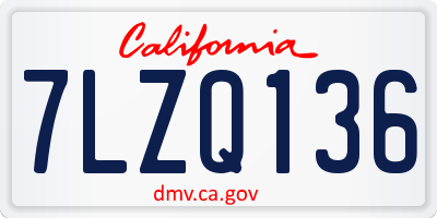 CA license plate 7LZQ136