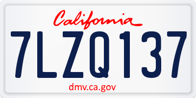CA license plate 7LZQ137