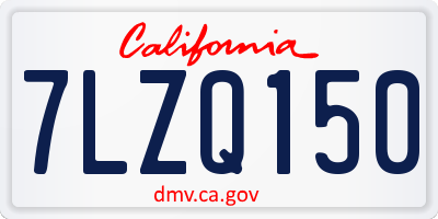 CA license plate 7LZQ150