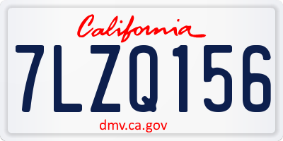 CA license plate 7LZQ156
