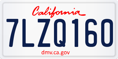 CA license plate 7LZQ160