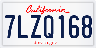 CA license plate 7LZQ168