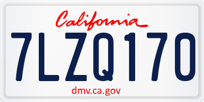 CA license plate 7LZQ170