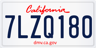 CA license plate 7LZQ180