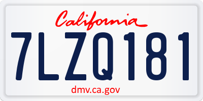 CA license plate 7LZQ181