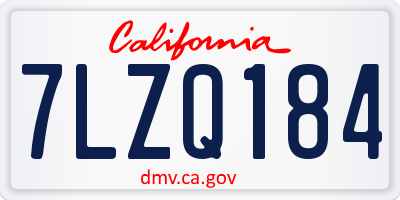 CA license plate 7LZQ184