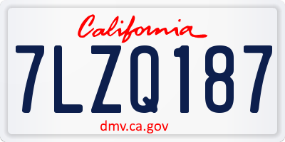 CA license plate 7LZQ187