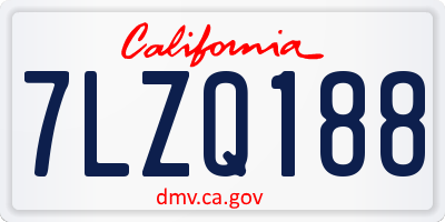 CA license plate 7LZQ188
