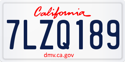 CA license plate 7LZQ189