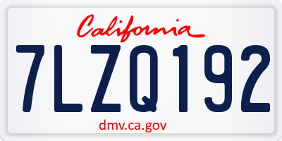 CA license plate 7LZQ192