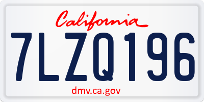 CA license plate 7LZQ196
