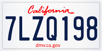 CA license plate 7LZQ198