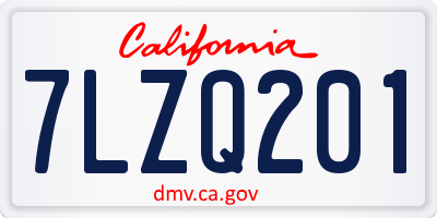 CA license plate 7LZQ201