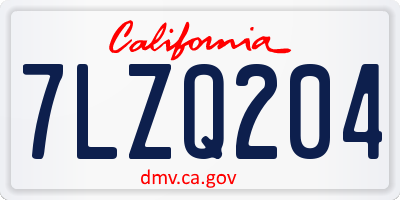 CA license plate 7LZQ204