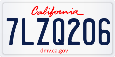 CA license plate 7LZQ206