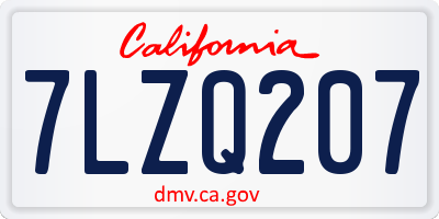 CA license plate 7LZQ207