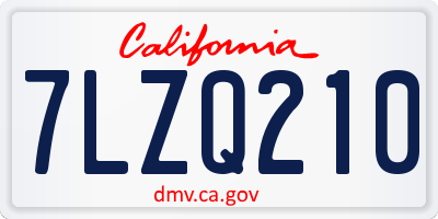 CA license plate 7LZQ210