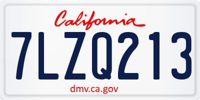 CA license plate 7LZQ213