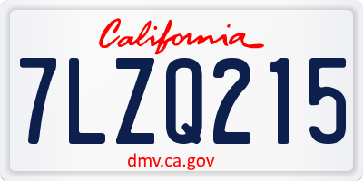 CA license plate 7LZQ215