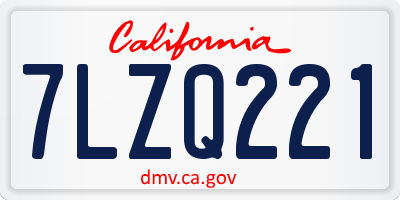 CA license plate 7LZQ221