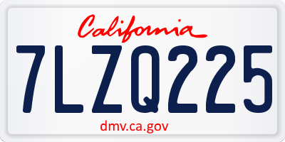 CA license plate 7LZQ225