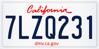 CA license plate 7LZQ231