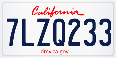 CA license plate 7LZQ233