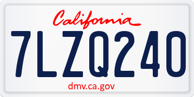 CA license plate 7LZQ240