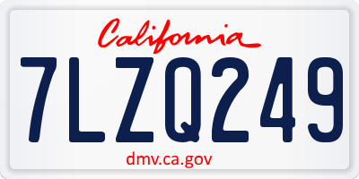CA license plate 7LZQ249
