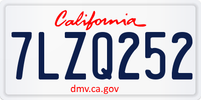 CA license plate 7LZQ252