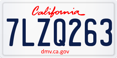 CA license plate 7LZQ263