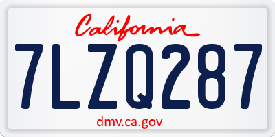 CA license plate 7LZQ287