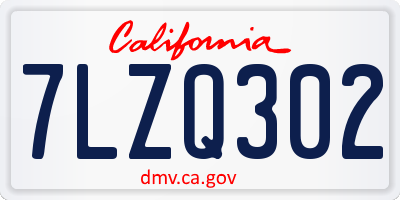 CA license plate 7LZQ302