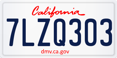 CA license plate 7LZQ303