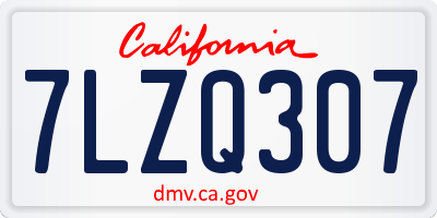 CA license plate 7LZQ307