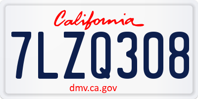 CA license plate 7LZQ308
