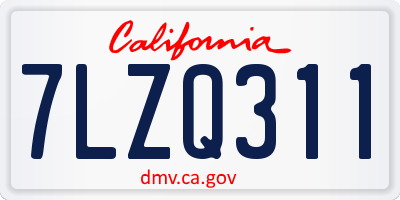 CA license plate 7LZQ311