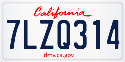 CA license plate 7LZQ314