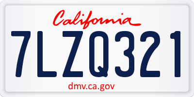 CA license plate 7LZQ321