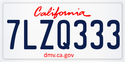 CA license plate 7LZQ333