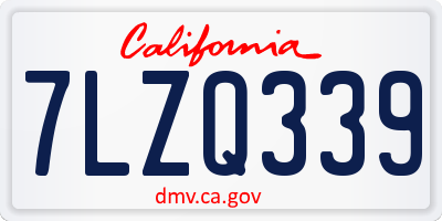 CA license plate 7LZQ339