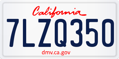 CA license plate 7LZQ350
