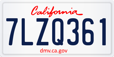 CA license plate 7LZQ361