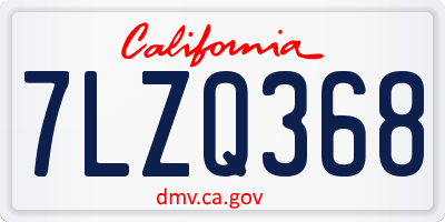 CA license plate 7LZQ368